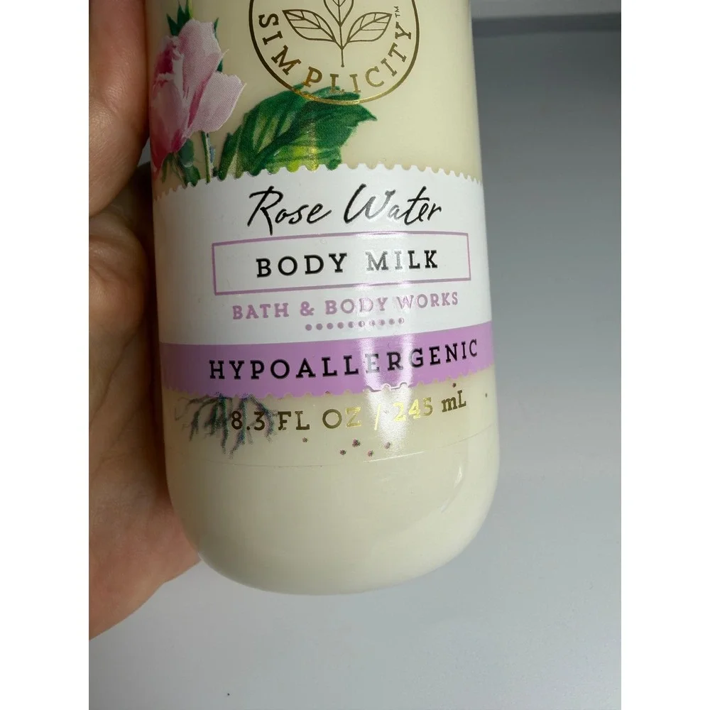 Bath & Body Works Pure Simplicity Rose Water Body Milk 8.3oz Hypoallergenic Pump